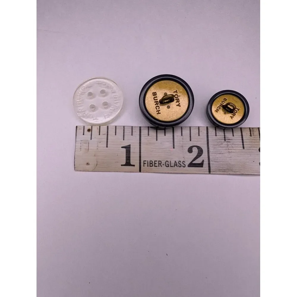 Vintage Tory Burch 3 Piece Replacement Buttons‎ Navy Blue & Metal 3/4